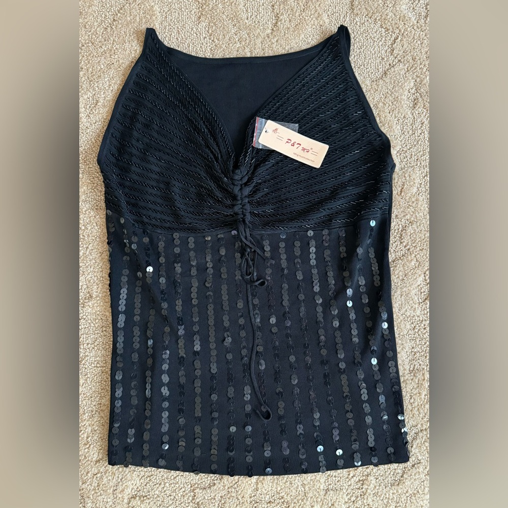 3/$20 NWT black color sequins top size xl